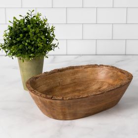 Artisan Wood Bark Oval Bowl