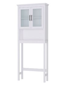 Spirich Bathroom Cabinets over the Toilet Shelf, Freestanding Space Saver Organizer with Tempered Glass for Bathroom White