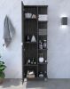 DEPOT E-SHOP Venus Linen Single Door Cabinet, Five External Shelves, Four Interior Shelves, Smokey Oak