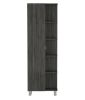 DEPOT E-SHOP Venus Linen Single Door Cabinet, Five External Shelves, Four Interior Shelves, Smokey Oak