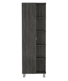 DEPOT E-SHOP Venus Linen Single Door Cabinet, Five External Shelves, Four Interior Shelves, Smokey Oak