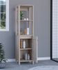 DEPOT E-SHOP New Haven Linen Single Door Cabinet, Two Interior Shelves, Two Open Shelves, Light Gray