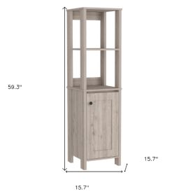 DEPOT E-SHOP New Haven Linen Single Door Cabinet, Two Interior Shelves, Two Open Shelves, Light Gray