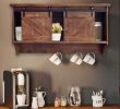 Rustic Wooden Shelf With Barn Door Storage And Hooks