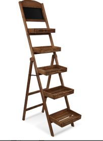 Rustic 5 Tier Ladder Shelving Unit With Chalkboard