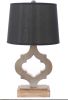 Black Traditional Wooden Linen Shade - Table Lamp