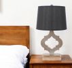 Black Traditional Wooden Linen Shade - Table Lamp