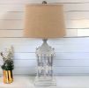 Gray Metal Table Lamp With Brown Drum Shade