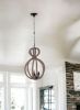 Natural and Black Iron and Rope Three Light Ceiling Light