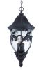 Three Light Matte Black Leaf Detail Hanging Light