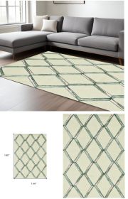 115' Cream Wool Geometric Hand Tufted Area Rug