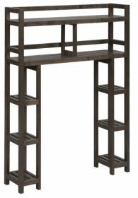 Espresso Finish 2 Tier Solid Wood Over Toilet Organizer