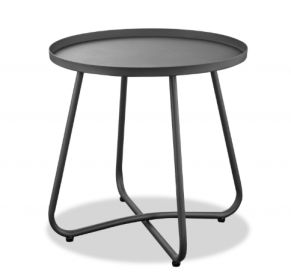 Gray Rounded Aluminum Outdoor Side Table