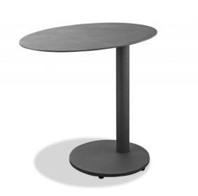 Gray Oval Aluminum Outdoor Side Table