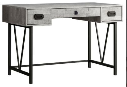 Gray and Black Computer Desk With Three Drawers