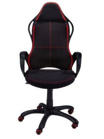 Black Fabric Tufted Seat Swivel Adjustable Gaming Chair with Back Plastic Frame