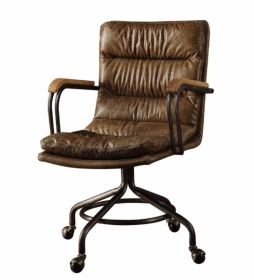 Coffee and Dark Brown Swivel Leather Rolling Executive Office Chair