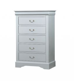 White Solid Wood Five Drawer Chest