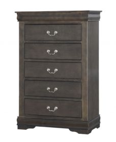 Light Brown Solid Wood Five Drawer Chest