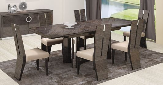 Seven Piece Gray Dining Set with Six Chairs