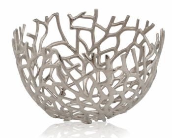 Round Silver Twigs Centerpiece Bowl