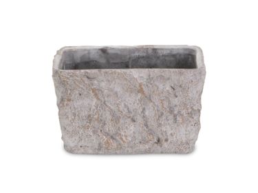 9" Gray Speckle Glaze Cement Indoor Outdoor Rectangular Pot Planter