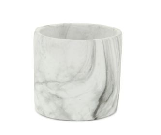 6" White and Gray Marbleized Ceramic Indoor Outdoor Round Pot Planter