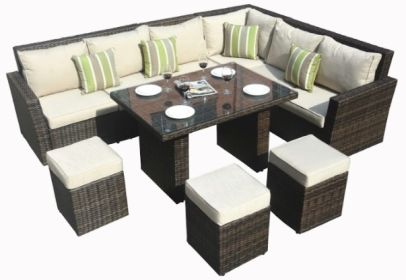 Brown 8 Piece Outdoor Sectional Set with Cushions