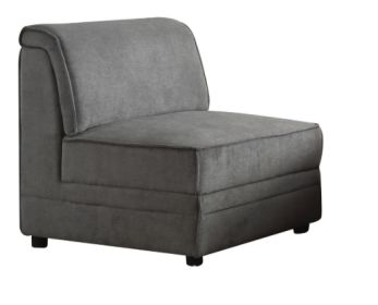 30" Gray And Black Velvet Slipper Chair