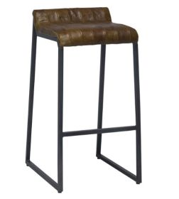 27 " Brown And Black Iron Backless Counter Height Bar Chair