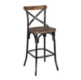 22" Brown And Black Iron Bar Chair