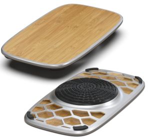 Bamboo and Silver Active Standing Desk Balance Board