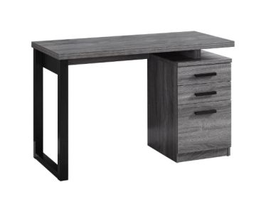 Gray and Black Computer Desk with Three Drawers 24"