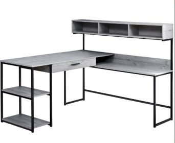 59" Gray and Black L Shape Computer Desk