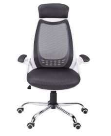 Black Polyester Seat, Swivel Adjustable Executive Chair with Mesh Back Plastic Frame