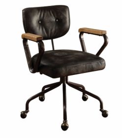 Black and Dark Brown Adjustable Swivel Leather Rolling Executive Office Chair