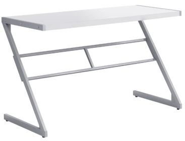 White and Silver Computer Desk