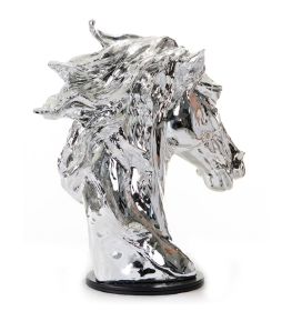 Modern Silver Horse Head Sculpture