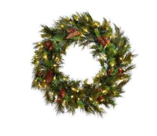 LED 30" Mixed Noble Wreath with Warm White LEDs