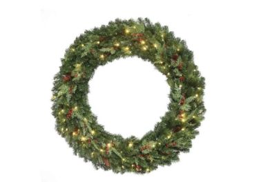 LED 60" Mountain Pine Wreath Warm White