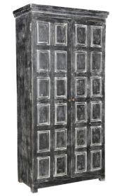 Martin Tall 2-Door Cabinet in Distressed Dark Gray