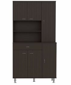 Modern Black Pantry Cabinet with Five Shelves