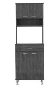 Smokey Oak Manufactured Wood Bay Area Pantry, Two Door Cabinets