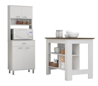 Cala 2 Piece Kitchen Set, Kitchen Island + Kitchen Pantry