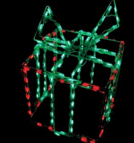 LED 3D Gift Box (Option: Red Box Green Bow)