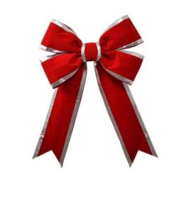 24" Bow Red Velvet Trim 4-Loop (Option: Silver)