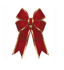 24" Bow Red Velvet Trim 4-Loop (Option: Gold)