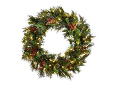 LED 36" Mixed Noble Wreath with lights (Option: Multi Lights)