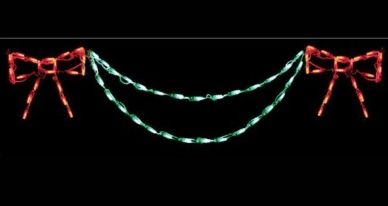 LED Bow with Garland End Piece (Option: Red/Green)