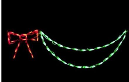 LED Bow with Garland (Option: Red/Green)